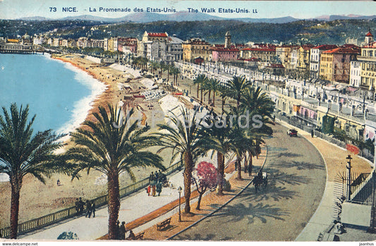 Nice - La Promenade des Etats Unis - The Walk Etats Unis - 73 - old postcard - 1926 - France - used - JH Postcards