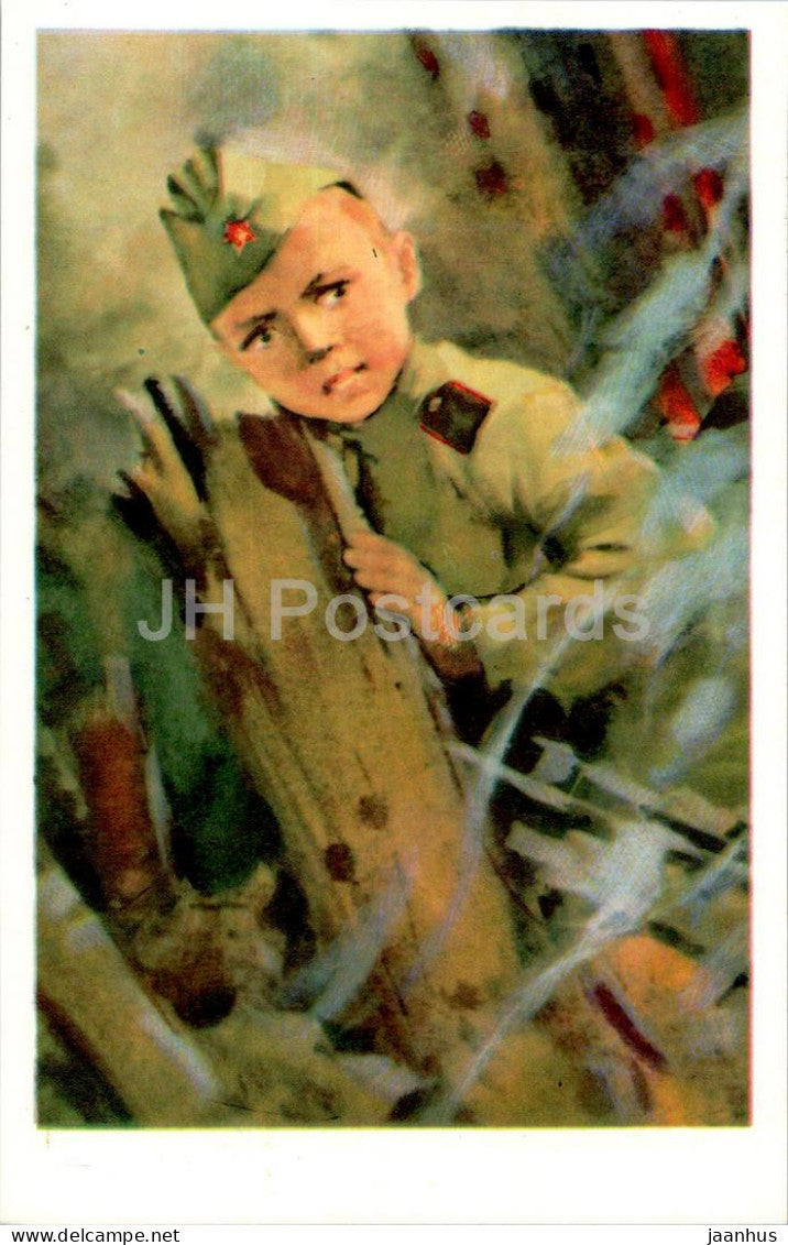 Pioneers Heroes - Sergey Aleshkov - boy - illustration by I. Suschenko - 1971 - Russia USSR - unused - JH Postcards