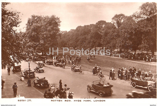 London - Rotten Row - Hyde Park - old car - 92091 - old postcard - England - United Kingdom - unused - JH Postcards