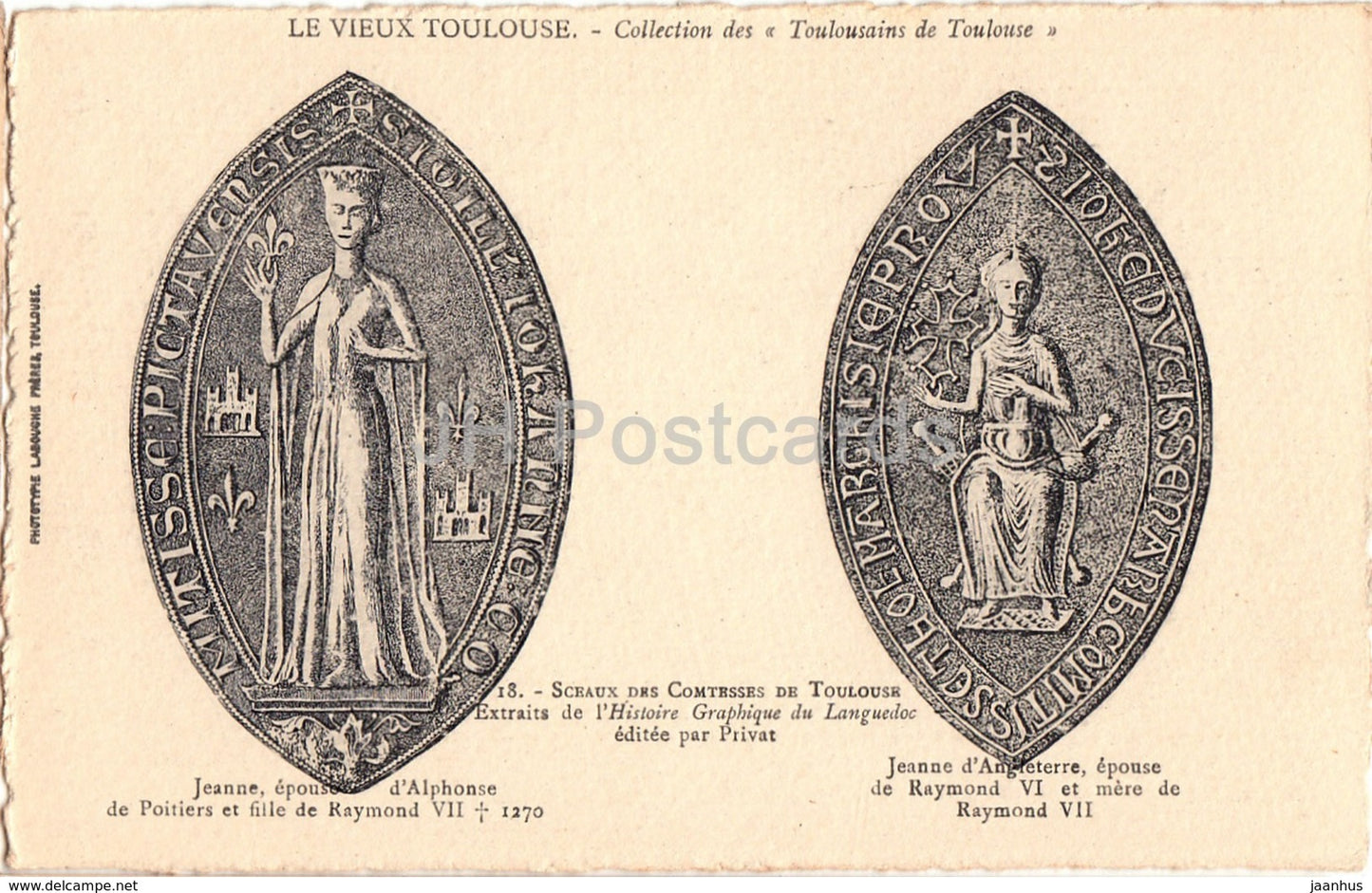 Le Vieux Toulouse - Sceaux des Comtesses de Toulouse - 18 - old postcard - France - unused - JH Postcards