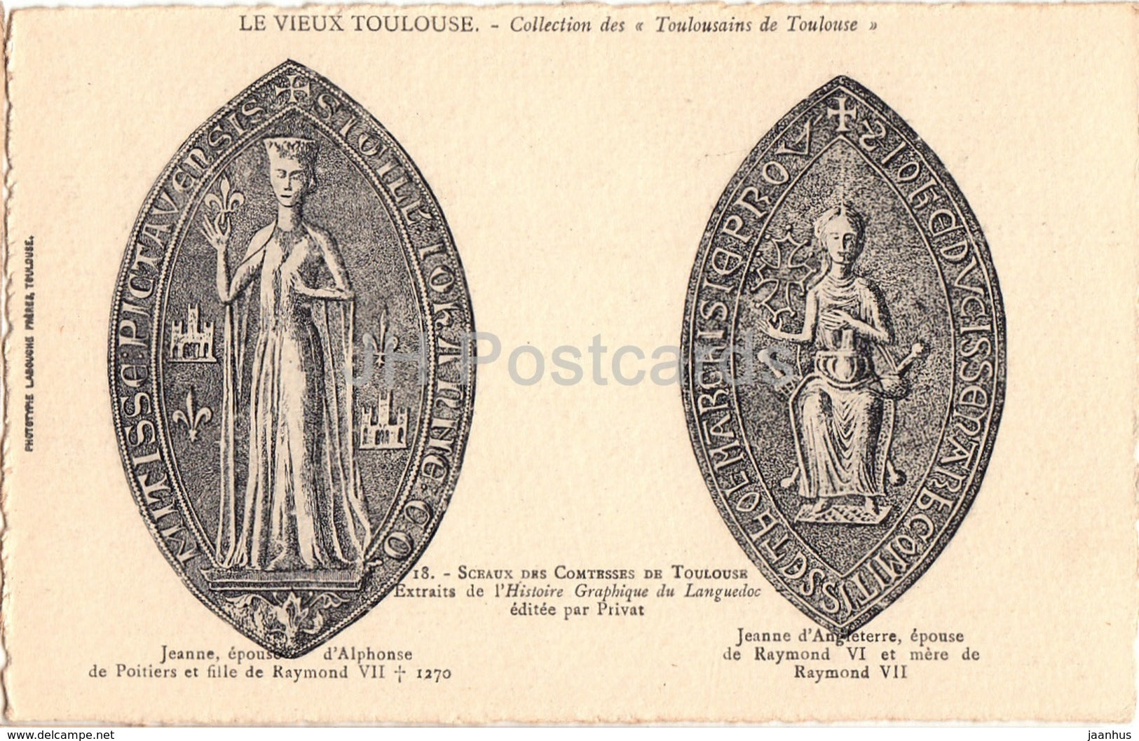 Le Vieux Toulouse - Sceaux des Comtesses de Toulouse - 18 - old postcard - France - unused - JH Postcards