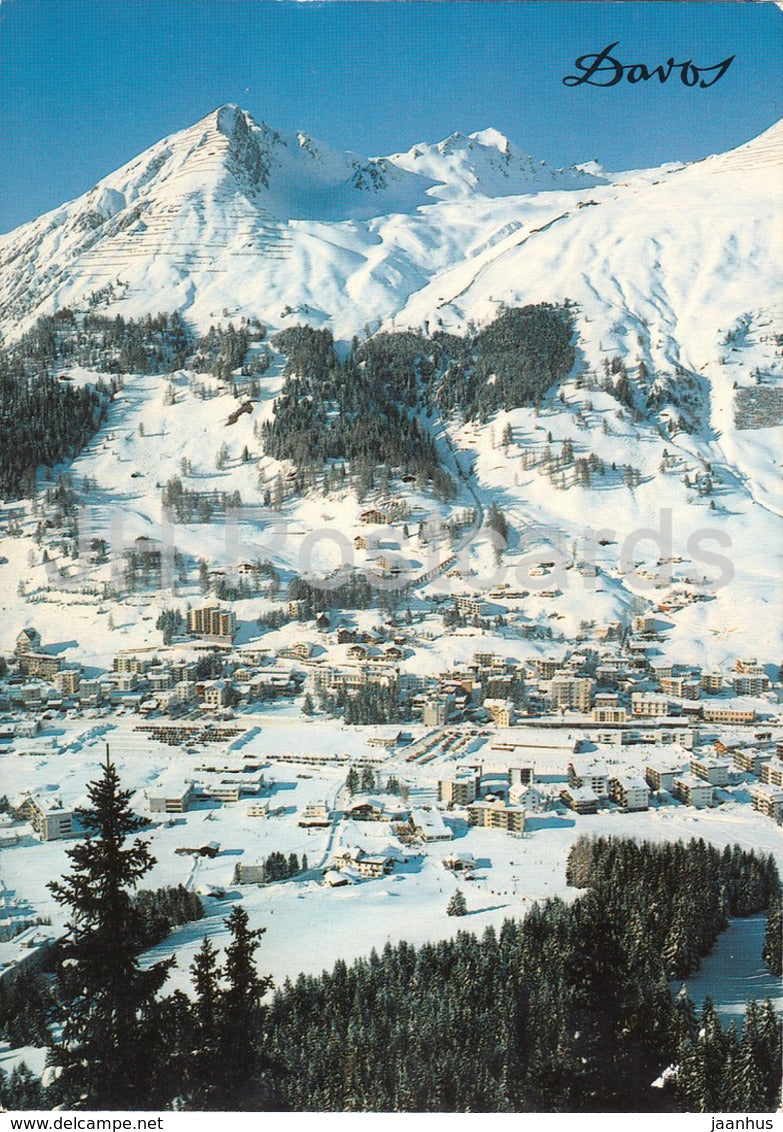 Davos Dorf 1560 m gegen Parsenn - 2043 - 1987 - Switzerland - used - JH Postcards