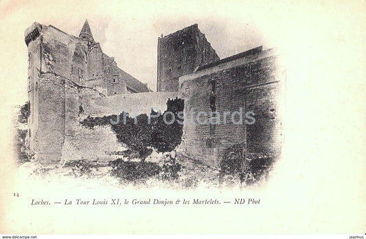 Loches - La Tour Louis XI - Le Grand Donjon - Les Martelets - castle - old postcard - France - unused - JH Postcards