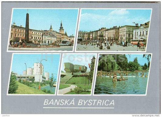 Banska Bystrica - swimming - architecture - bus - town views - Czechoslovakia - Slovakia - unused - JH Postcards