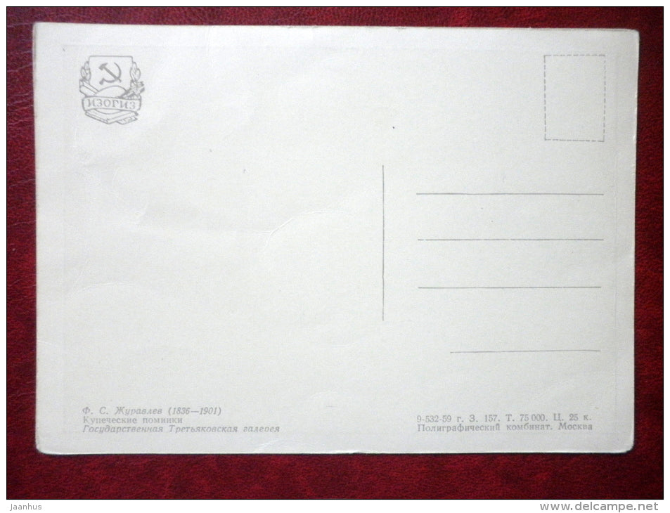 painting by F. S. Zhuravlev - merchants' funeral - russian art- unused - JH Postcards