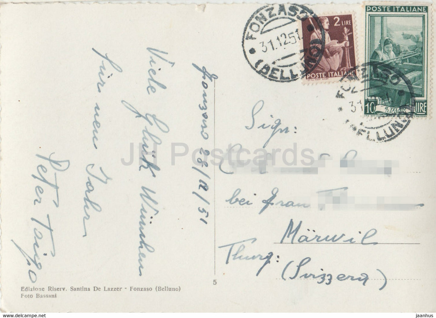 Fonzaso - Belluno - Centrale e Vallata Cismon - old postcard - 1951 - Italy - used