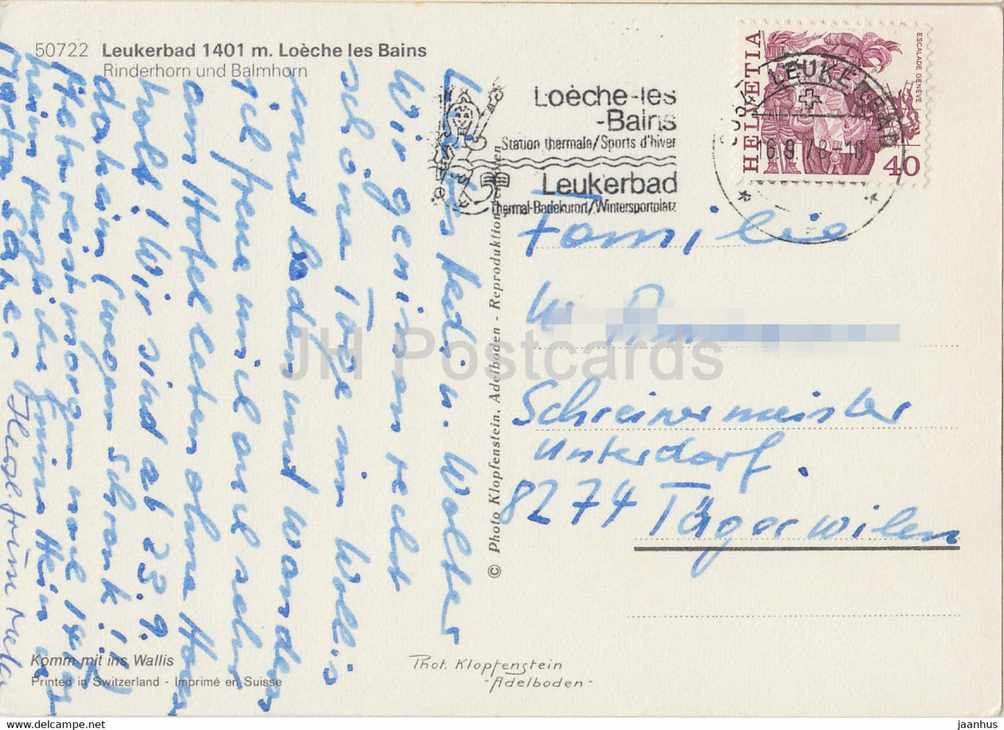 Leukerbad 1401 m - Loeche les Bains - Rinderhorn und Balmhorn - 50722 - 1978 - Switzerland - used