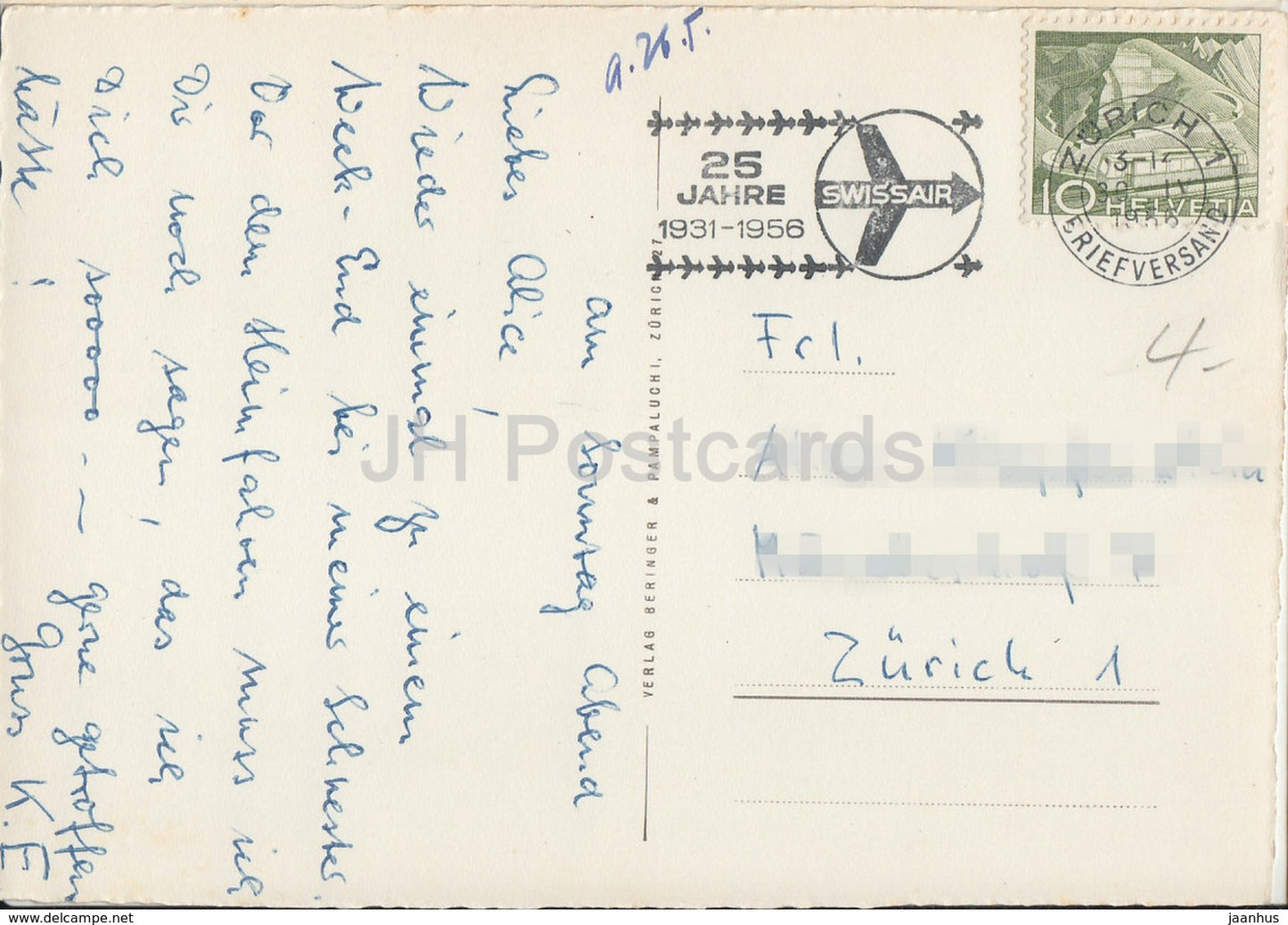 Zurich - Quaibrucke - Utoquai - pont - bateau - tramway - 465 - 1956 - Suisse - occasion