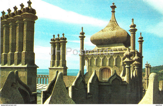 Sections of chimneys, pinnacles, roof tines - Alupka Palace Museum - Crimea - 1990 - Ukraine USSR - unused - JH Postcards