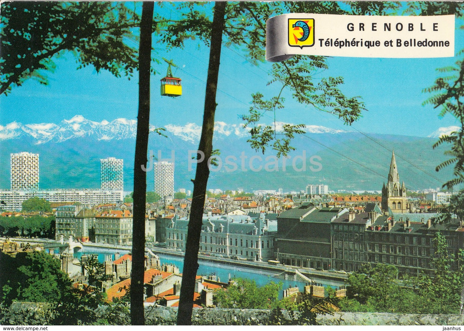 Grenoble - Quais de l'Isere - cable car - France - 1976 - used - JH Postcards