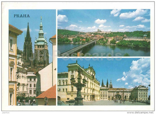 Praha - Prague - St. Vitus Cathedral - Panorama of Prague - Czech Republic - used 1997 - JH Postcards