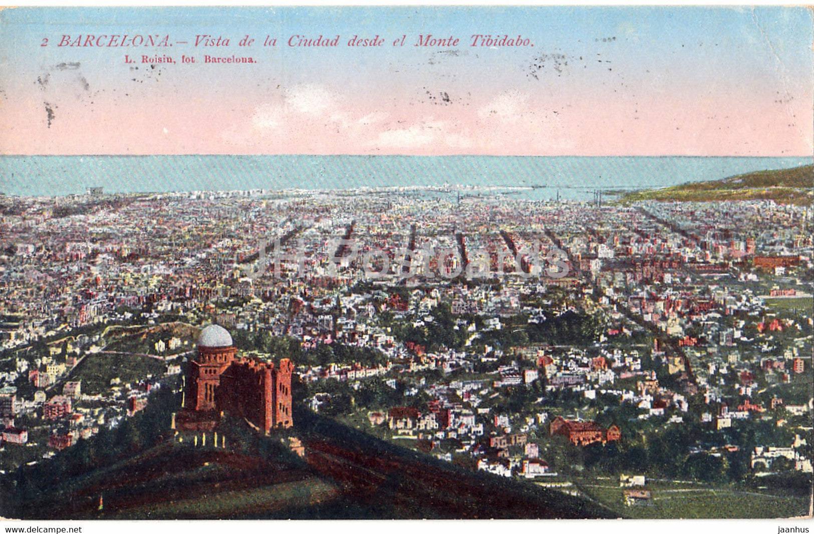 Barcelona - Vista de la Ciudad desde el Monte Tibidabo - 2 - old postcard - 1925 - Spain - used - JH Postcards