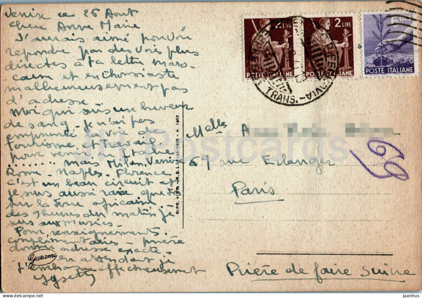Milan - Milan - Teatro alla Scala - théâtre - Interno - carte postale ancienne - années 1940 - Italie - utilisé