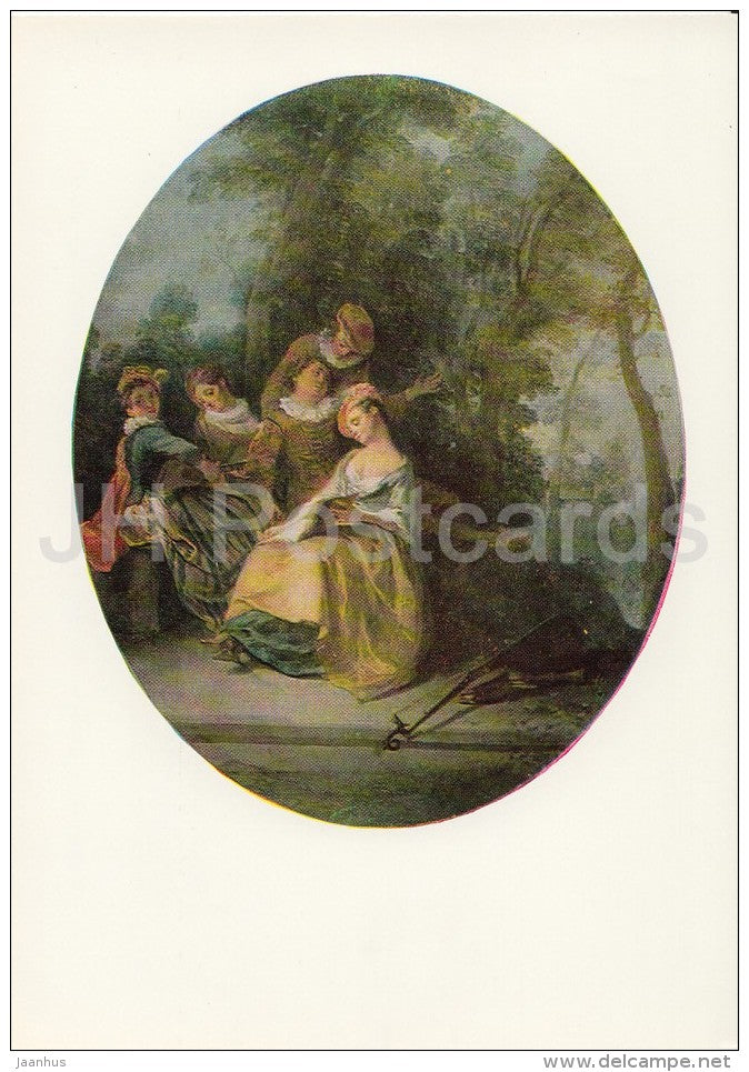 painting by Nicolas Lancret - Concert in the Park - French art - 1983 - Russia USSR - unused - JH Postcards