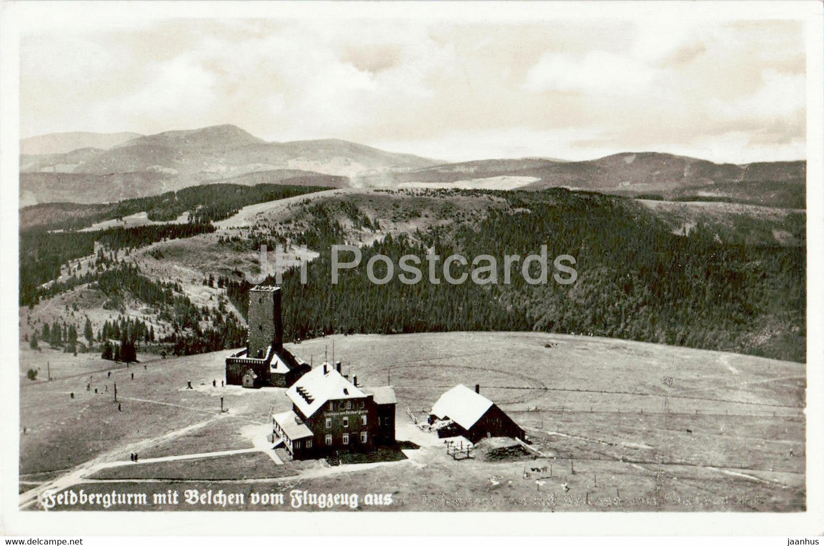 Feldbergturm mit Belchen vom Flugzeug aus - hotel - old postcard - Germany - unused - JH Postcards