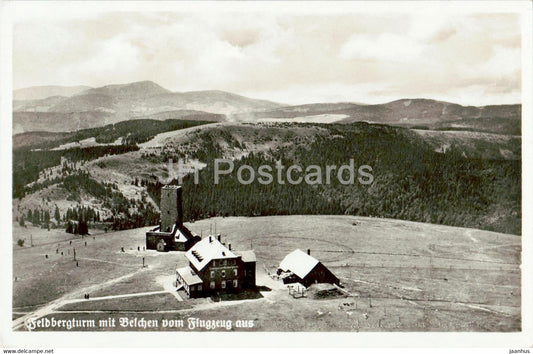 Feldbergturm mit Belchen vom Flugzeug aus - hotel - old postcard - Germany - unused - JH Postcards