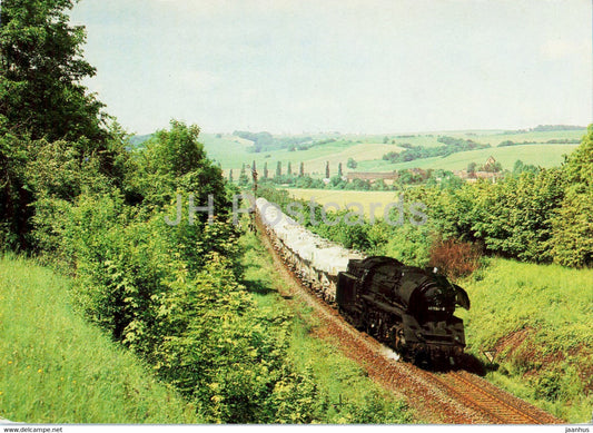 Lok 411130 mit Zementzug bei Wetterzeube - train - railway - locomotive - Germany DDR - unused - JH Postcards