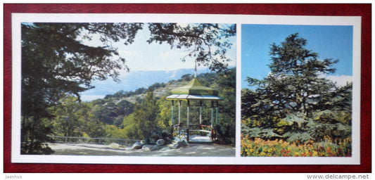 Cedrus libani - Lebanon Cedar - gazebo in the upper park - Nikitsky Botanical Garden - 1982 - Ukraine USSR - unused - JH Postcards
