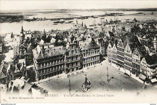 Anvers - Antwerpen - Vue du Bas Escaut et Grand Place - 16 - old postcard - Belgium - unused - JH Postcards