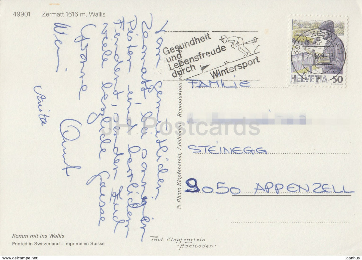 Zermatt 1616 m - Wallis - cable car - train - railway - multiview - 49901 - 1989 - Switzerland - used