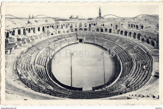 Nimes - Vue Interieur des Arenes romaines - 2597 - old postcard - France - used - JH Postcards
