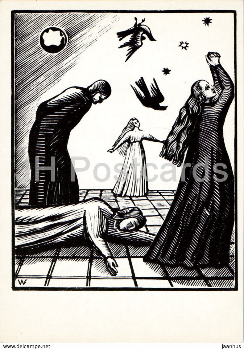 The New Life of Dante Alighieri La Vita Nuova - illustration by Favorsky - 1988 - Russia USSR - unused - JH Postcards