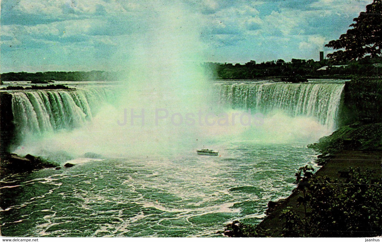 Horseshoe Falls - Niagara Falls - Showing the Maid of the Mist turning at the base - Canada - used - JH Postcards
