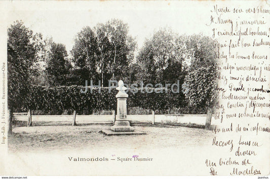 Valmondois - Square Daumier - old postcard - 1902 - France - used - JH Postcards