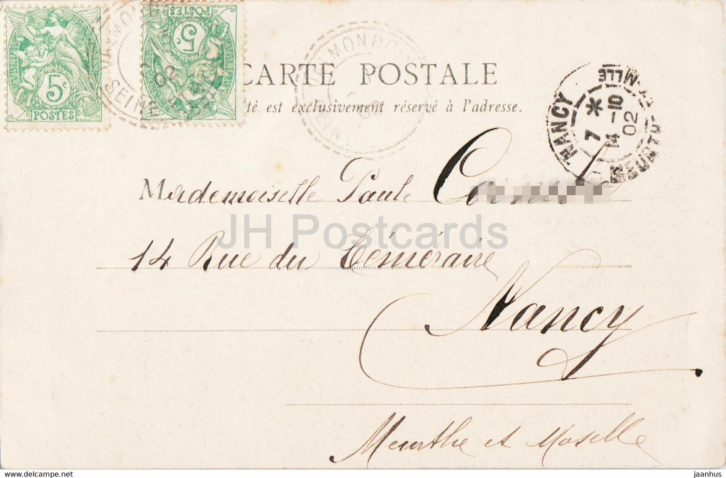 Valmondois - Square Daumier - old postcard - 1902 - France - used