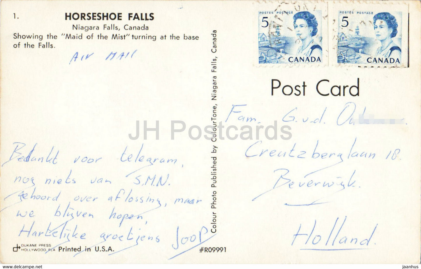 Horseshoe Falls - Niagara Falls - Montrant le Maid of the Mist tournant à la base - Canada - utilisé