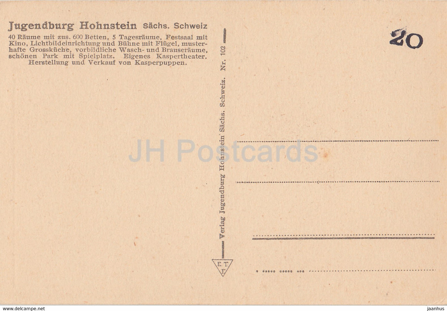 Jugendburg Hohnstein - Sachs Schweiz - 102 - old postcard - Germany - unused