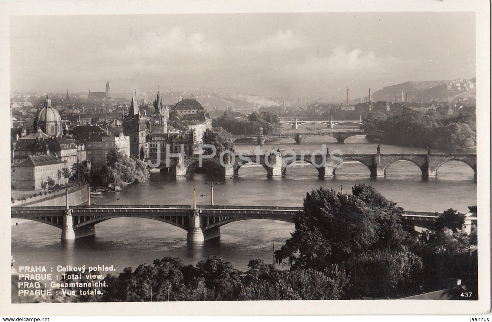 Praha - Prague - Celkovy pohled - Total view - bridge - 437 - old postcard - Czech Republic - used - JH Postcards