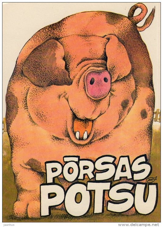 illustration by R. Jarvi - Pig Potsu - 1985 - Estonia USSR - unused - JH Postcards