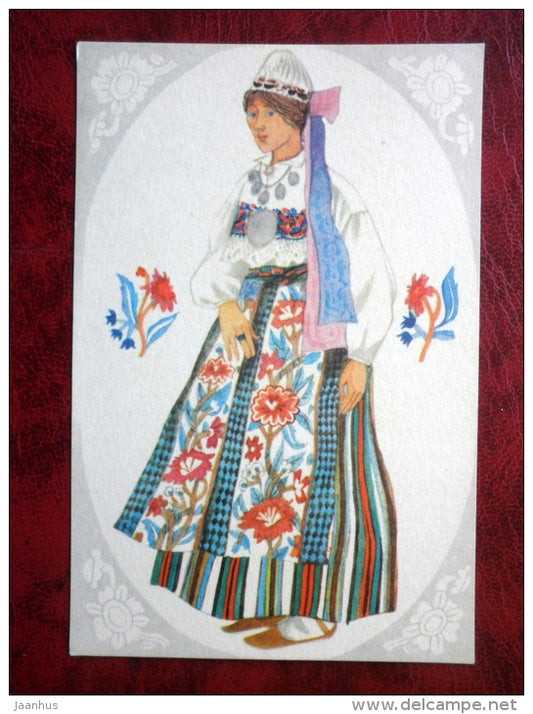 Estonian national costumes - woman from Rakvere - 1975 - Estonia - USSR - unused - JH Postcards