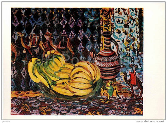 painting by M. Aslamazyan - Syrian Still Life , 1958 - camel - banana - armenian art - unused - JH Postcards