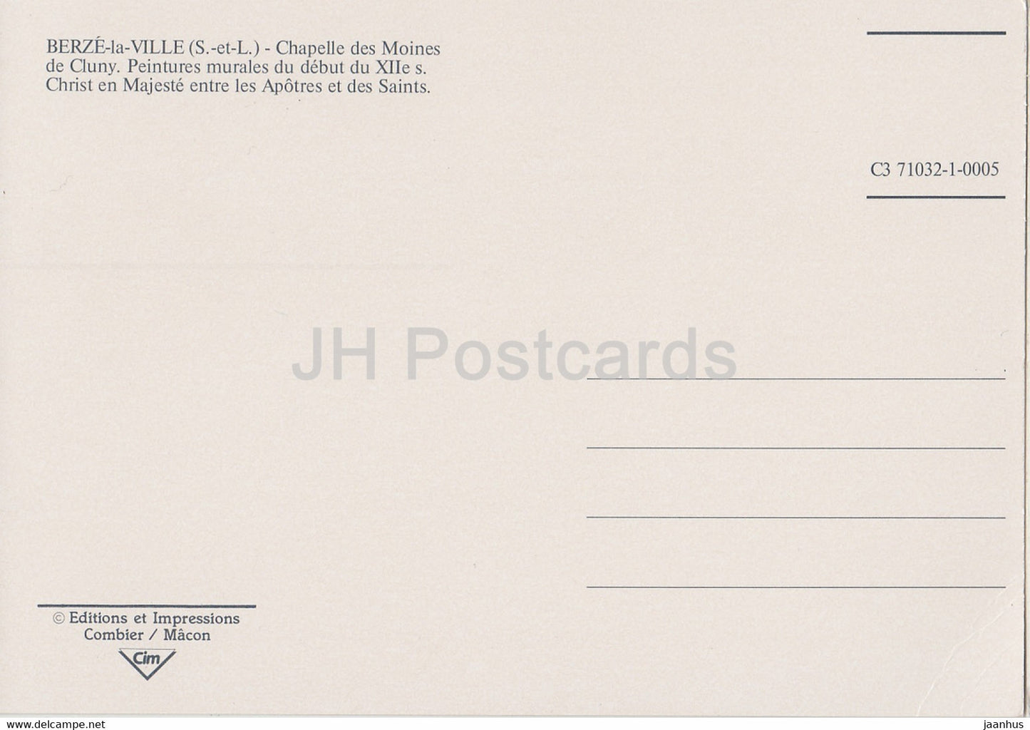 Berze la Ville - Chapelle des Moines de Cluny - Christ en Majeste entre les Apotres et des Saints - France - inutilisé