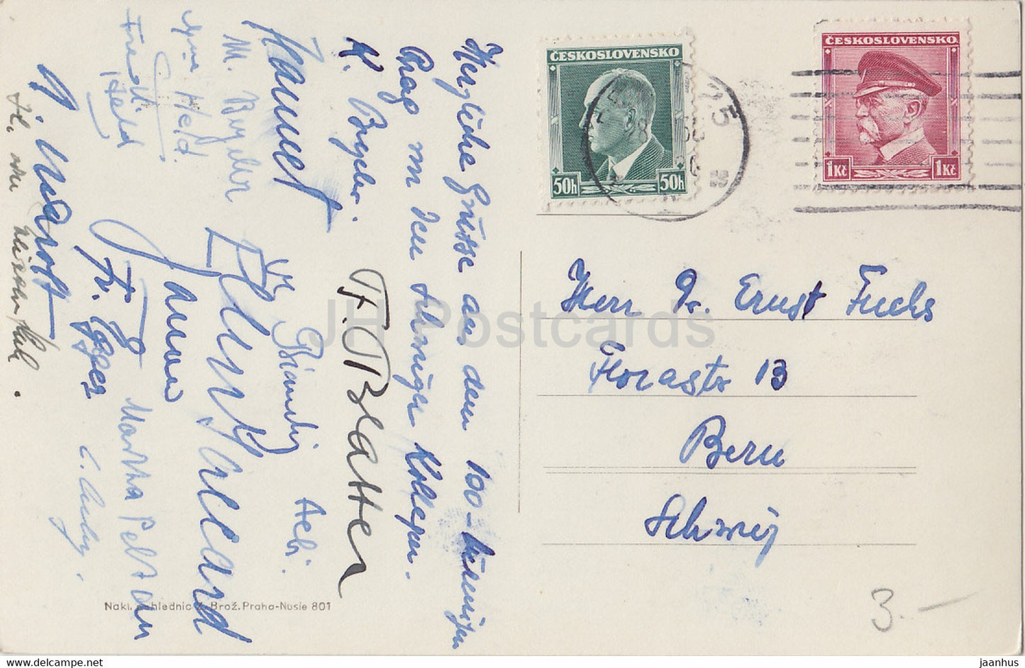 Praha - Prague - Celkovy pohled - Total view - bridge - 437 - old postcard - Czech Republic - used