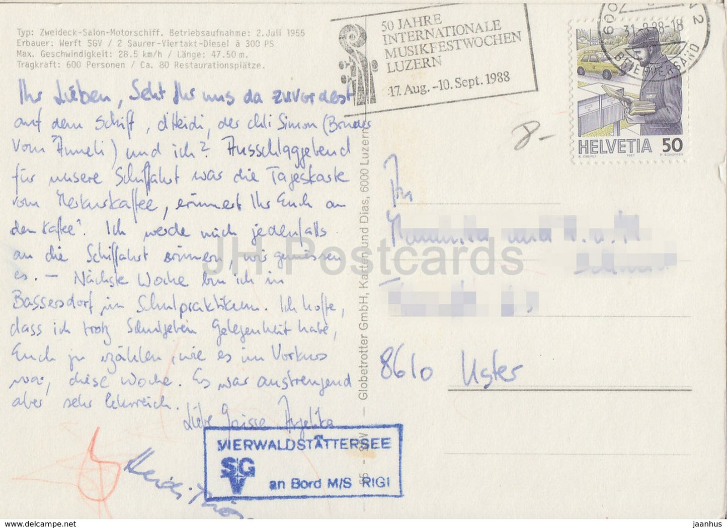 Vierwaldstattersee -  Motorschiff MS Rigi - passenger ship - 1988 - Switzerland - used