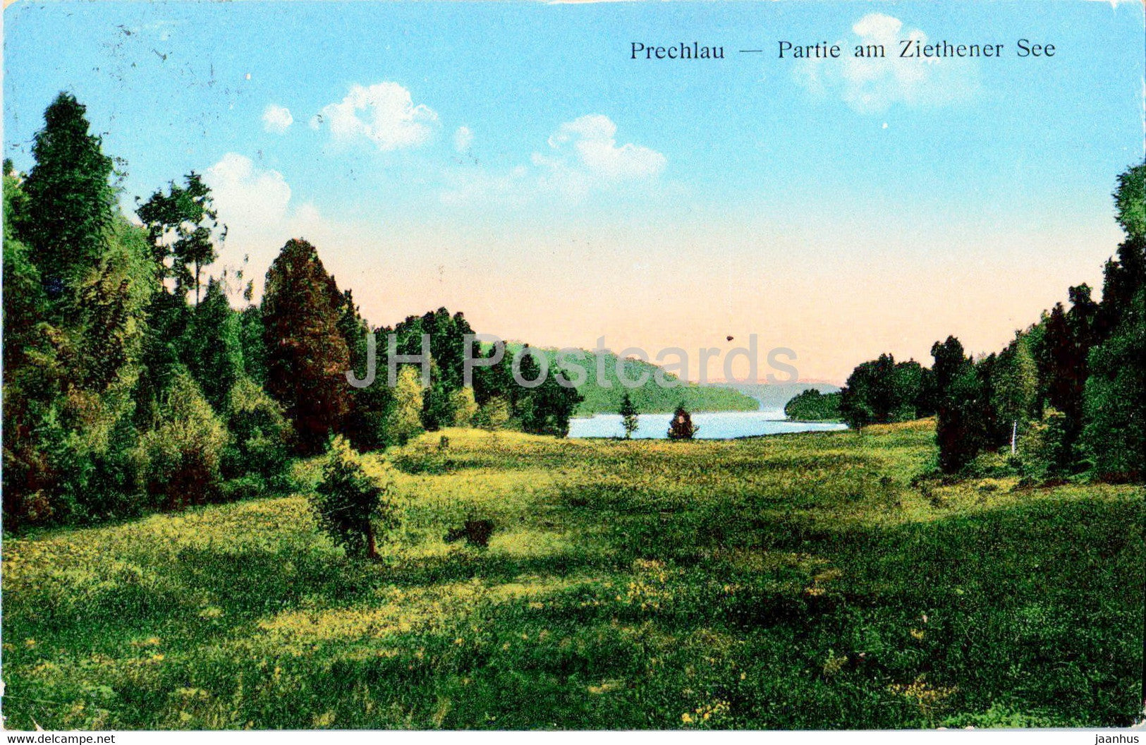 Prechlau - Partie am Ziethener See - old postcard - Poland - used - JH Postcards