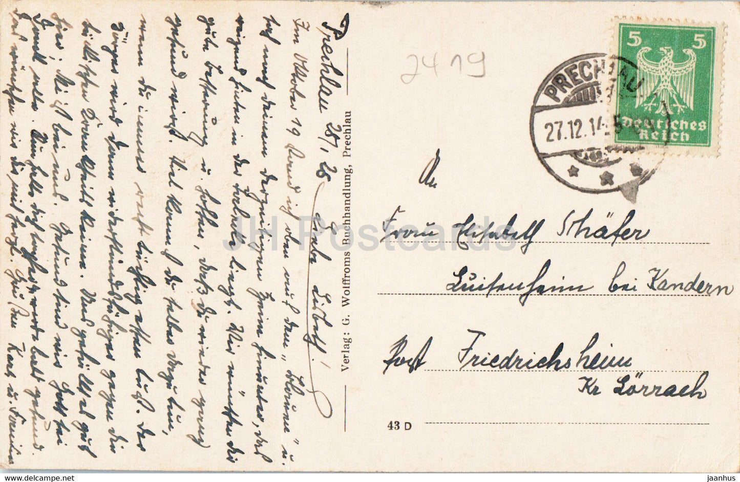 Prechlau - Partie am Ziethener See - carte postale ancienne - Pologne - utilisé