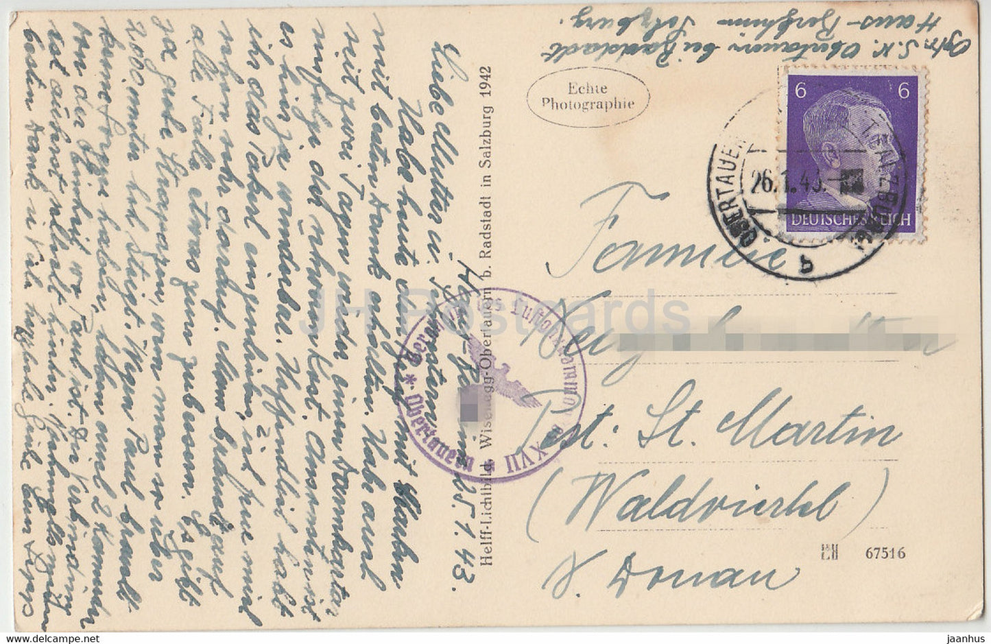 Rad St Tauern - Wisenegg - Obertauern - voiture - carte postale ancienne - 1943 - Autriche - d'occasion