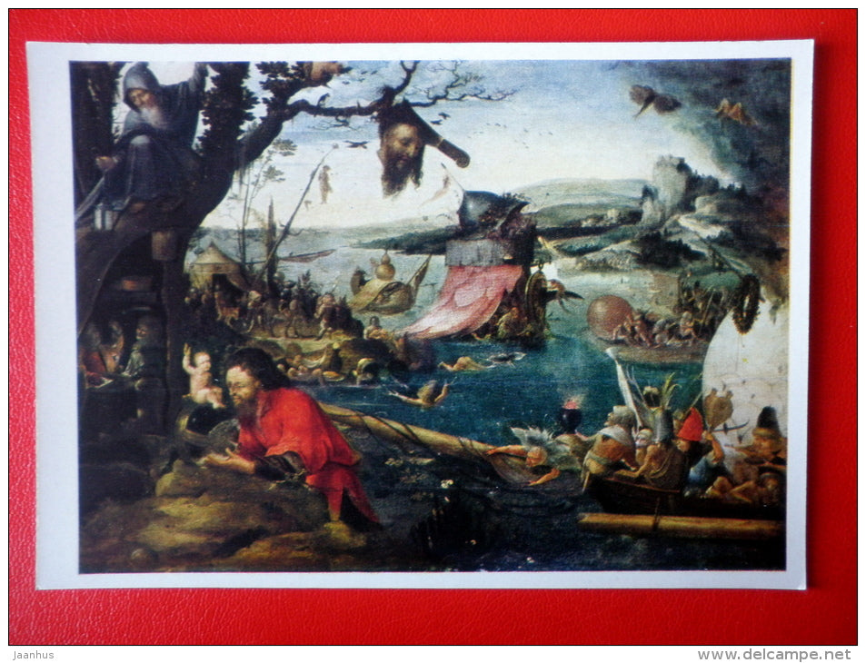 painting by Jan Mandijn . Landscape with a Scene from the Legend of St. Christopher - flemish art - unused - JH Postcards