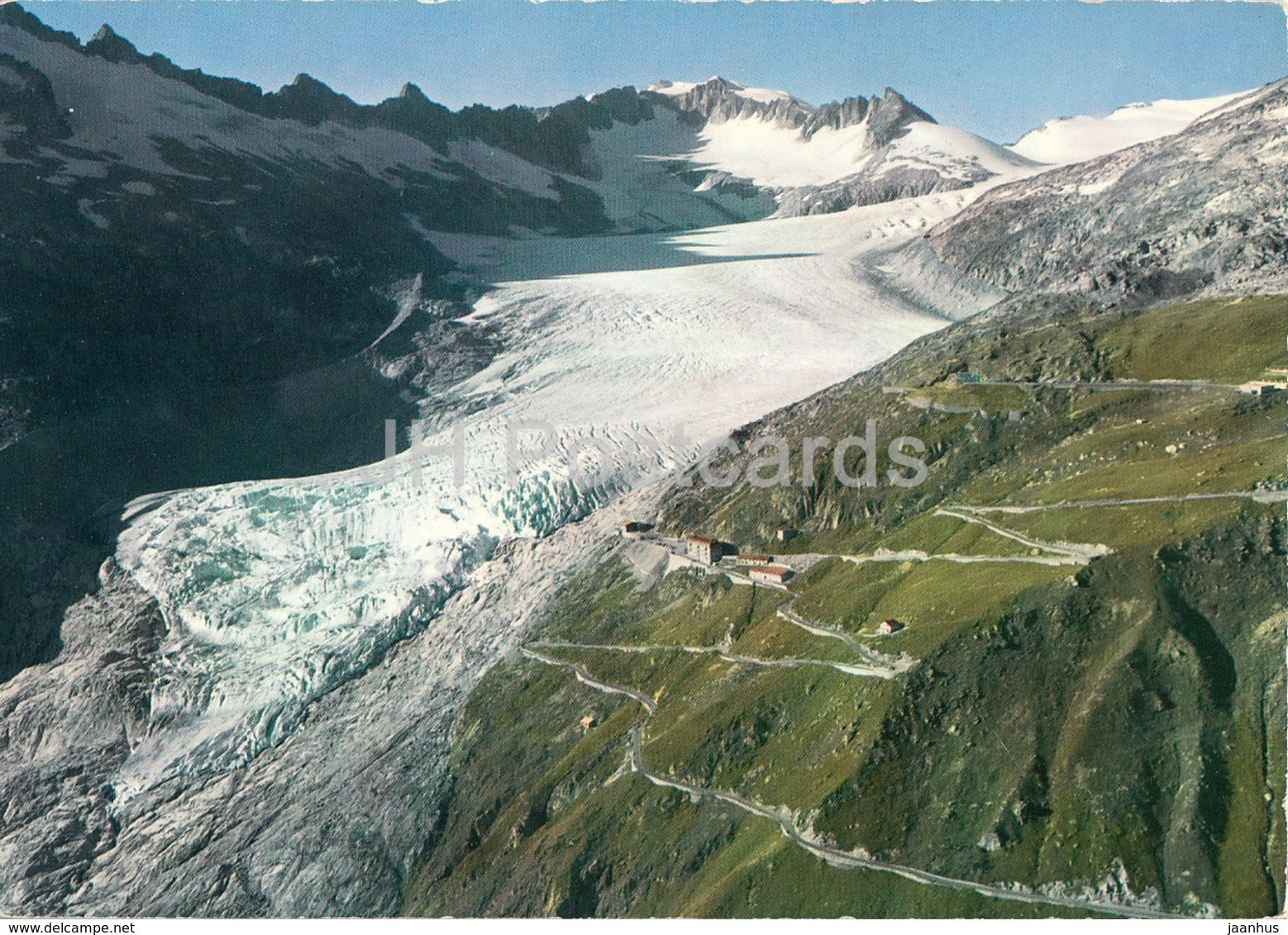 Rhonegletscher mit Furkapass - glacier - Switzerland - unused - JH Postcards