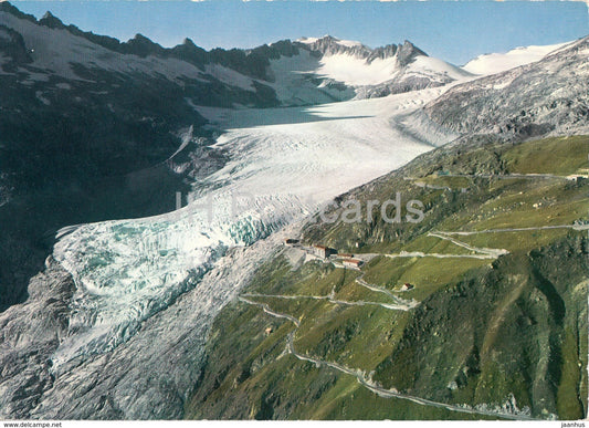 Rhonegletscher mit Furkapass - glacier - Switzerland - unused - JH Postcards