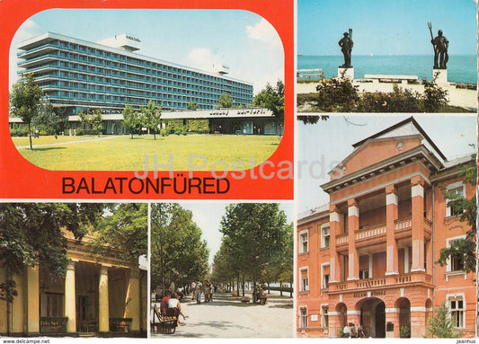 Balaton - Balatonfured - hotel - sculpture - multiview - 1979 - Hungary - used - JH Postcards
