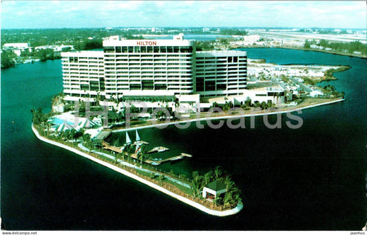 The Miami Airport Hilton and Marina - 7/84 - USA - unused - JH Postcards