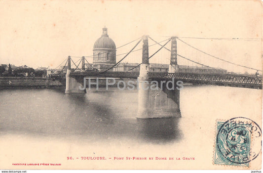 Toulouse - Pont St Pierre et Dome de la Grave - bridge - 26 - old postcard - France - used - JH Postcards