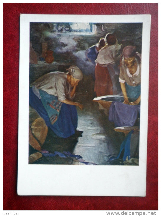painting by A. Arkhipov - The Washer Women - russian art - unused - JH Postcards