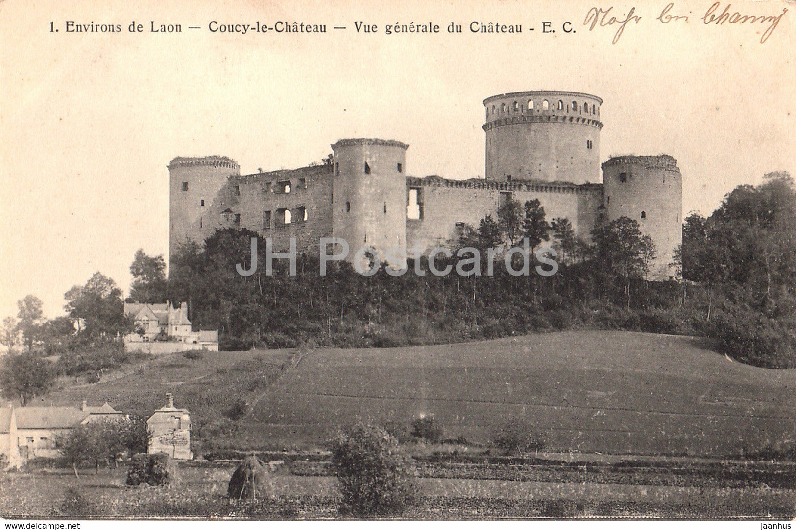 Environs de Laon - Coucy le Chateau - Vue Generale du Chateau - castle - 1 - old postcard - France - used - JH Postcards