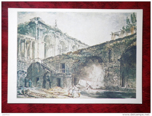 Drawing by Hubert Robert - Villa Madama - early 1760s - french art - unused - JH Postcards